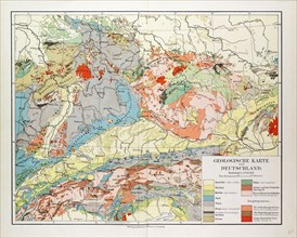 GEOLOGICAL MAP OF GERMANY, 1899