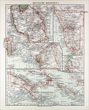 MAP OF GERMAN COLONIES, GERMAN NEW GUINEA, CAMEROON, 1899