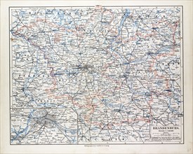 MAP OF BRANDENBURG, GERMANY, 1899