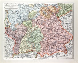 MAP OF THE SOUTH OF GERMANY, 1899