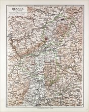 MAP OF HESSEN, GERMANY, 1899