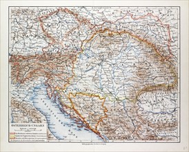 MAP OF AUSTRIA-HUNGARY, 1899