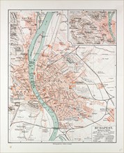 MAP OF BUDAPEST, HUNGARY, 1899