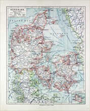 MAP OF DENMARK, 1899