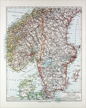 MAP OF THE SOUTHERN PART OF NORWAY AND SWEDEN, 1899