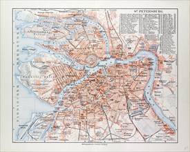 MAP OF ST. PETERSBURG, RUSSIA, 1899