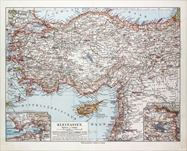 MAP OF TURKEY, CYPRUS AND SYRIA, 1899