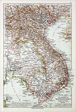 MAP OF VIETNAM, CAMBODJA, LAOS, 1899