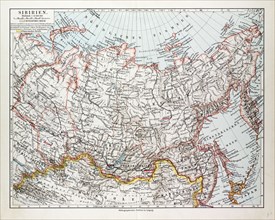 MAP OF SIBERIA, RUSSIA, 1899