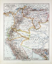 MAP OF PERU, ECUADOR, VENEZUELA AND COLUMBIA, 1899