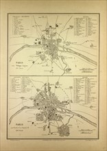 MAP OF PARIS IN THE 12TH CENTURY AND IN THE 14TH CENTURY, FRANCE