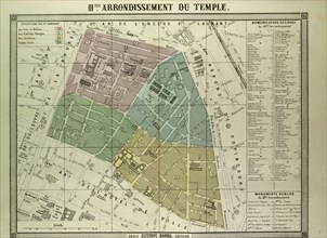 MAP OF THE 3RD ARRONDISSEMENT DU TEMPLE, PARIS, FRANCE