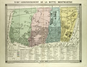 MAP OF 18TH ARRONDISSEMENT DE LA BUTTE-MONTMARTRE, PARIS, FRANCE