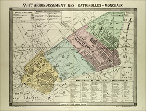 MAP OF THE 17TH ARRONDISSEMENT DES BATIGNOLLES-MONCEAUX, PARIS, FRANCE