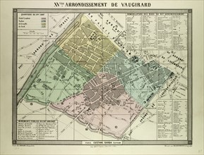 MAP OF THE 15TH ARRONDISSEMENT DE VAUGIRARD, PARIS, FRANCE
