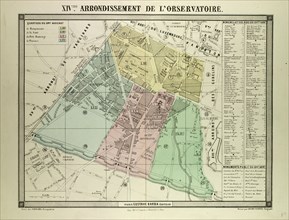 MAP OF THE 14TH ARRONDISSEMENT DE L'OBSERVATOIRE, PARIS, FRANCE
