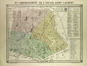 MAP OF THE 10TH ARRONDISSEMENT DE L'ENCLOS SAINT-LAURENT, PARIS, FRANCE