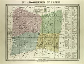MAP OF THE 9TH ARRONDISSEMENT DE L'OPÃâRA, PARIS, FRANCE