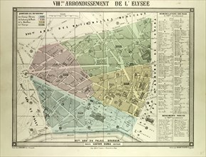 MAP OF THE 8TH ARRONDISSEMENT DE L'ELYSEE, PARIS, FRANCE