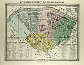 MAP OF THE 7TH ARRONDISSEMENT DU PALAIS BOURBON, PARIS, FRANCE