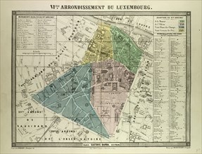 MAP OF THE 6TH ARRONDISSEMENT DU LUXEMBOURG, PARIS, FRANCE