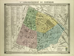 MAP OF THE 5TH ARRONDISSEMENT DU PANTHEON, PARIS, FRANCE