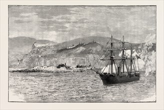 THE CHILIAN SLOOP O'HIGGINS FIRING ON THE GARRISON IN VALPARAISO HARBOUR, 1891