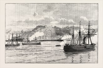 THE CIVIL WAR IN CHILE, HOSTILITIES AT VALPARAISO: EXCHANGE OF SHOTS BETWEEN SHORE BATTERIES AND