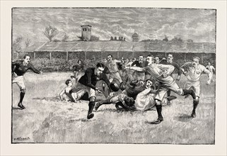 FOOTBALL MATCH BETWEEN ENGLAND AND SCOTLAND IN THE ATHLETIC GROUNDS, RICHMOND, LONDON, UK, 1891