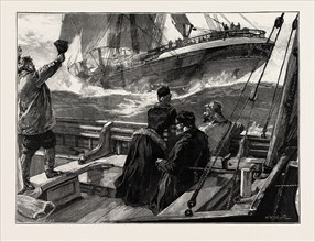 AS THE CLIPPER STORMED PAST, DRAWN BY W. H. OVEREND.