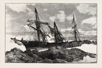 THE GREAT GALE AND SNOW STORM: WRECK OF THE BAY OF PANAMA, NEAR FALMOUTH, FROM A SKETCH EY H.S.