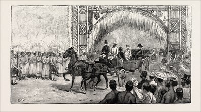 RECEPTION OF THE CZAREVITCH AT COLOMBO, CEYLON (SRI LANKA): PASSING UNDER TRIUMPHAL ARCHES WITH THE