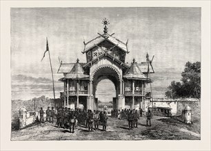 THE MANIPUR OUTRAGE: PALACE GATES, WHERE MR. QUINTON AND OTHERS WERE SEIZED.