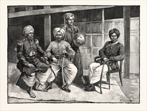 THE MANIPUR EXPEDITION: THE THREE PRISONERS IN THE HANDS OF THE BRITISH AUTHORITIES.