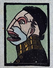 illustration of English tales, folk tales, and ballads. A man with sharp teeth
