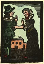 illustration of English tales, folk tales, and ballads. A woman holding a man's elbow