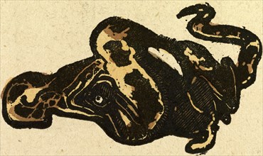 illustration of English tales, folk tales, and ballads. A snake eating a rabbit