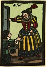 illustration of English tales, folk tales, and ballads. A woman and a beggar