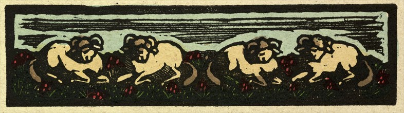 illustration of English tales, folk tales, and ballads. four sheep