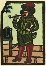 illustration of English tales, folk tales, and ballads. A man smoking a pipe