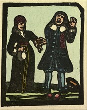 illustration of English tales, folk tales, and ballads. A man and a woman in conversation