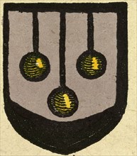 illustration of English tales, folk tales, and ballads. Coat of arms