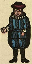 illustration of English tales, folk tales, and ballads. A man wearing blue clothes