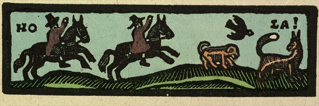 illustration of English tales, folk tales, and ballads. Two horsemen