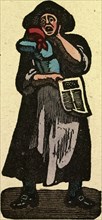 illustration of English tales, folk tales, and ballads. A man showing a piece of paper