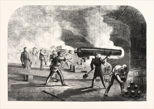THE MAIN BATTERY AT FORT SUMTER: GUNS BEARING ON FORT MOULTRIE AND THE CHANNEL DURING THE ACTION OF