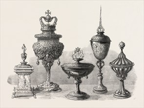OBJECTS OF ART AND ANTIQUITY EXHIBITED AT IRONMONGER'S HALL: VINTNER'S SALT-CELLAR (LEFT), ROYAL