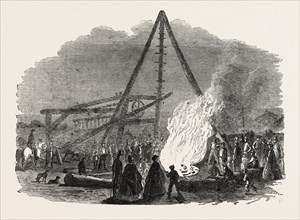 THE BURNING WELL NEAR THE FEATHERSTONE STATION IN THE VICINITY OF PONTEFRACT. In boring for coal,