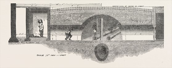 NEW SUBWAY, KING STREET, COVENT GARDEN, LONDON: CROSS SECTION, SHOWING THE SUBWAY AND THE SEWER