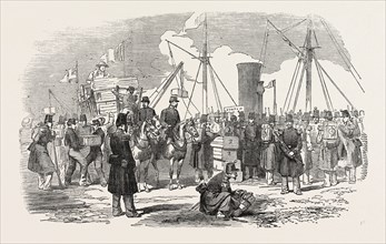 EMBARKATION OF FRENCH TROOPS IN ENGLISH VESSELS, AT CALAIS: EMBARKATION OF ARMS, 1854